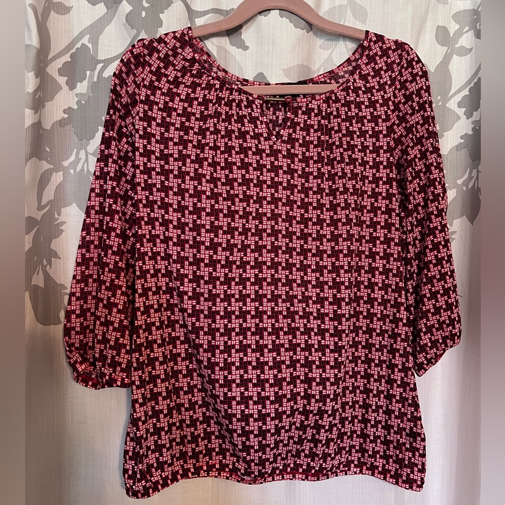 The Limited Black, Red & White Pattered Top